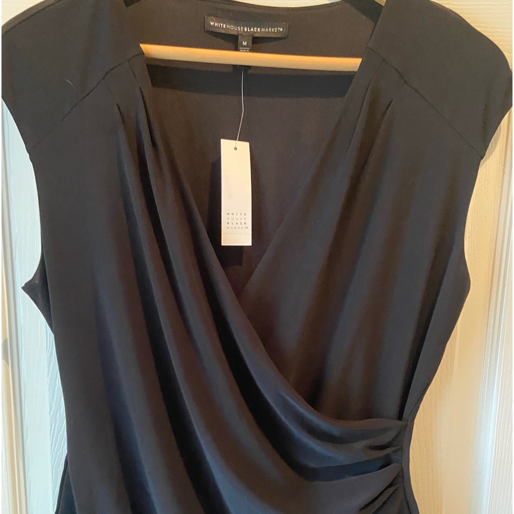 NWT White House Black Market Black Sexy Drape Top- Size Medium